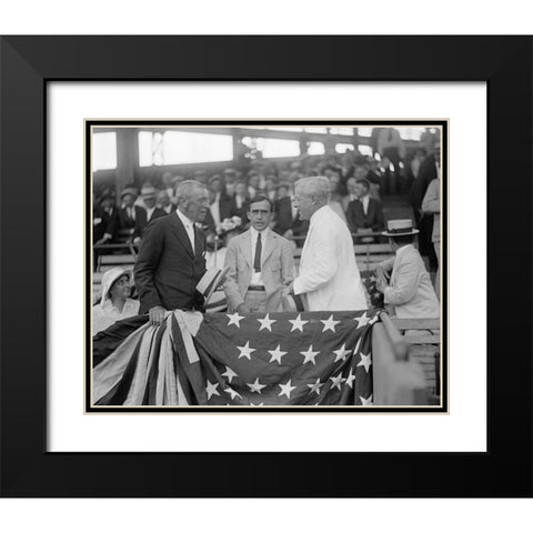 President Woodrow Wilson at a Baseball Game Black Modern Wood Framed Art Print with Double Matting by Harris and Ewing Collection (Library of Congress)