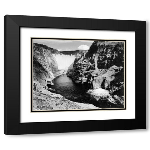 Hoover Dam from Across the Colorado River - National Parks and Monuments, 1941 Black Modern Wood Framed Art Print with Double Matting by Adams, Ansel