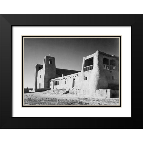 Church, Acoma Pueblo, New Mexico - National Parks and Monuments, ca. 1933-1942 Black Modern Wood Framed Art Print with Double Matting by Adams, Ansel