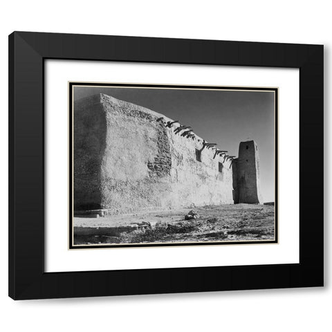 Church Side Wall and Tower, Acoma Pueblo, New Mexico - National Parks and Monuments, ca. 1933-1942 Black Modern Wood Framed Art Print with Double Matting by Adams, Ansel