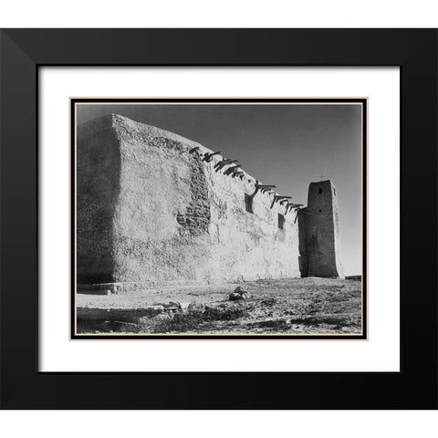 Church Side Wall and Tower, Acoma Pueblo, New Mexico - National Parks and Monuments, ca. 1933-1942 Black Modern Wood Framed Art Print with Double Matting by Adams, Ansel
