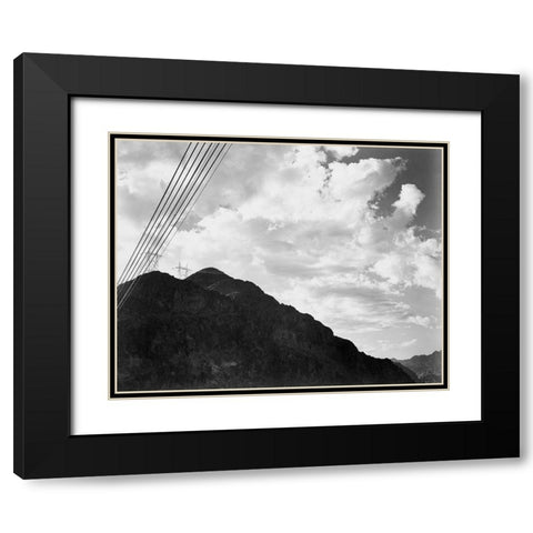 Looking Toward Sugarloaf Mountain With Boulder Dam Transmission Lines - National Parks and Monuments Black Modern Wood Framed Art Print with Double Matting by Adams, Ansel