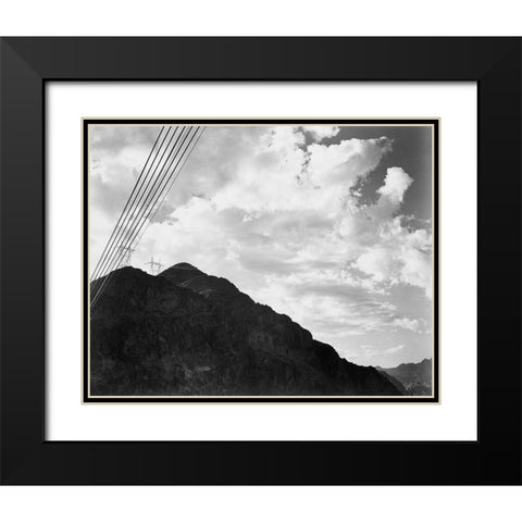 Looking Toward Sugarloaf Mountain With Boulder Dam Transmission Lines - National Parks and Monuments Black Modern Wood Framed Art Print with Double Matting by Adams, Ansel