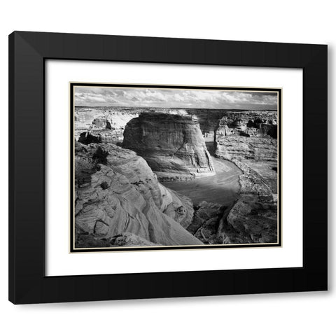 View of valley from mountain, Canyon de Chelly, Arizona - National Parks and Monuments, 1941 Black Modern Wood Framed Art Print with Double Matting by Adams, Ansel
