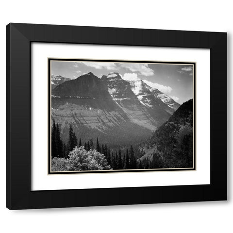 Snow Covered Mountains, Glacier National Park, Montana - National Parks and Monuments, 1941 Black Modern Wood Framed Art Print with Double Matting by Adams, Ansel
