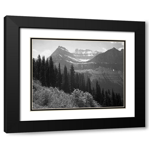 Trees, Bushes and Mountains, Glacier National Park, Montana - National Parks and Monuments, 1941 Black Modern Wood Framed Art Print with Double Matting by Adams, Ansel