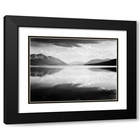 Evening, McDonald Lake, Glacier National Park, Montana - National Parks and Monuments, 1941 Black Modern Wood Framed Art Print with Double Matting by Adams, Ansel