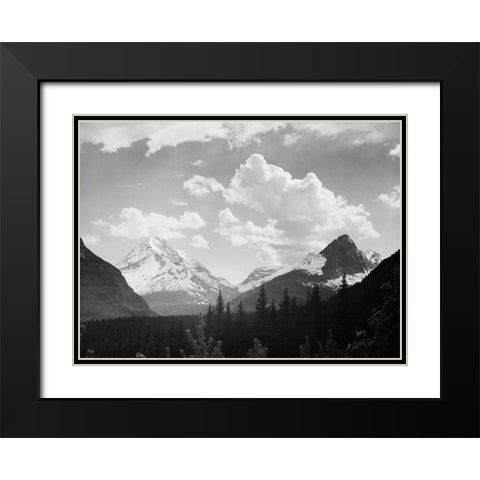 Mountains and Clouds, Glacier National Park, Montana - National Parks and Monuments, 1941 Black Modern Wood Framed Art Print with Double Matting by Adams, Ansel