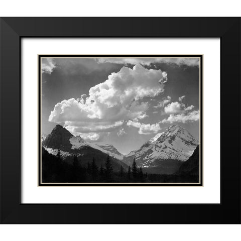 Trees in Glacier National Park, Montana - National Parks and Monuments, 1941 Black Modern Wood Framed Art Print with Double Matting by Adams, Ansel