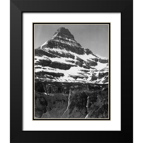 Snow Covered Mountain Glacier National Park, Montana - National Parks and Monuments, 1941 Black Modern Wood Framed Art Print with Double Matting by Adams, Ansel