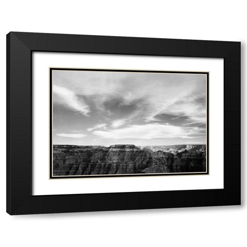 Canyon edge, low horizon, clouded sky, Grand Canyon National Park, Arizona, 1941 Black Modern Wood Framed Art Print with Double Matting by Adams, Ansel