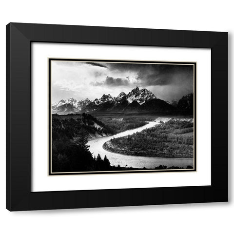 The Tetons - Snake River, Grand Teton National Park, Wyoming , 1941 Black Modern Wood Framed Art Print with Double Matting by Adams, Ansel