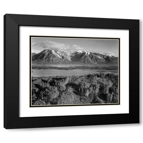 View across river valley, Grand Teton National Park, Wyoming, 1941 Black Modern Wood Framed Art Print with Double Matting by Adams, Ansel