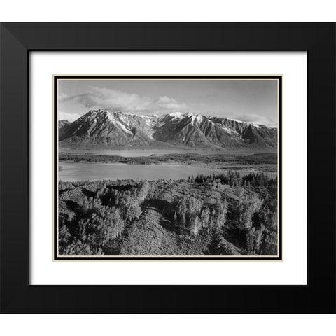View across river valley, Grand Teton National Park, Wyoming, 1941 Black Modern Wood Framed Art Print with Double Matting by Adams, Ansel