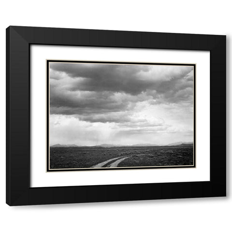 Roadway near Grand Teton National Park, Wyoming, 1941 Black Modern Wood Framed Art Print with Double Matting by Adams, Ansel