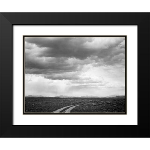 Roadway near Grand Teton National Park, Wyoming, 1941 Black Modern Wood Framed Art Print with Double Matting by Adams, Ansel