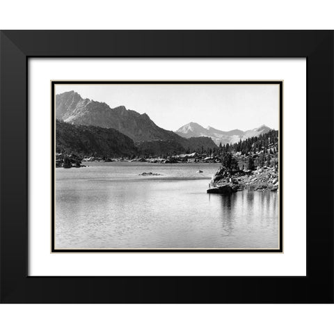 Rac Lake, Kings River Canyon, proposed as a national park, California, 1936 Black Modern Wood Framed Art Print with Double Matting by Adams, Ansel