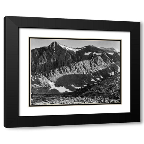 Peak above Woody Lake, Kings River Canyon,  proposed as a national park, California, 1936 Black Modern Wood Framed Art Print with Double Matting by Adams, Ansel
