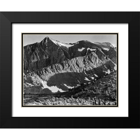 Peak above Woody Lake, Kings River Canyon,  proposed as a national park, California, 1936 Black Modern Wood Framed Art Print with Double Matting by Adams, Ansel