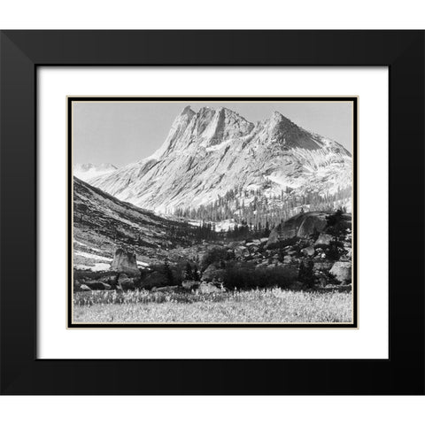 Boaring River, Kings Region, Kings River Canyon, proposed as a national park, California, 1936 Black Modern Wood Framed Art Print with Double Matting by Adams, Ansel