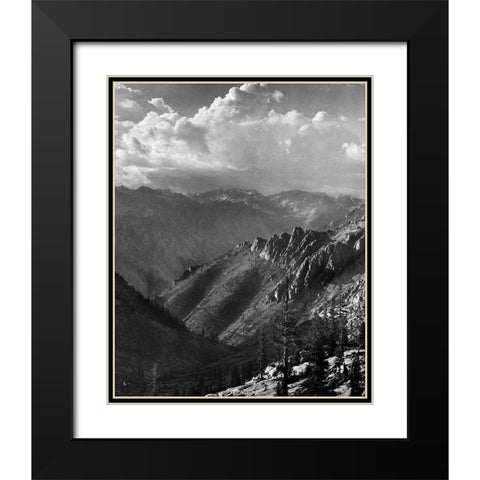Middle Fork at Kings River from South Fork of Cartridge Creek, Kings River Canyon, proposed as a nat Black Modern Wood Framed Art Print with Double Matting by Adams, Ansel