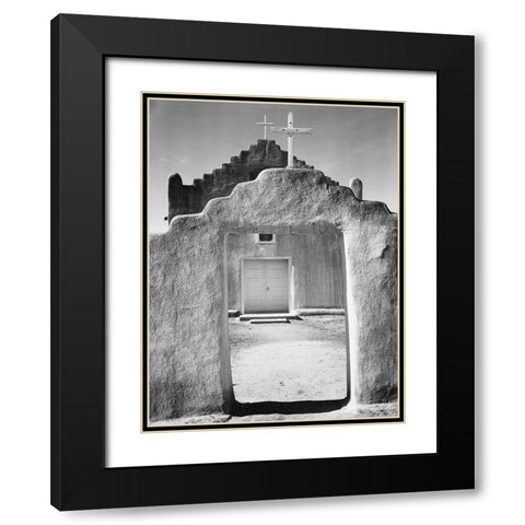 Front view of entrance, Church, Taos Pueblo National Historic Landmark, New Mexico, 1942 Black Modern Wood Framed Art Print with Double Matting by Adams, Ansel