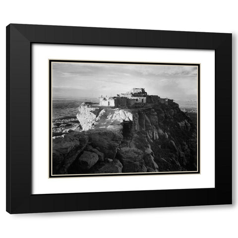 Full view of the city on top of mountain, Walpi, Arizona, 1941 Black Modern Wood Framed Art Print with Double Matting by Adams, Ansel