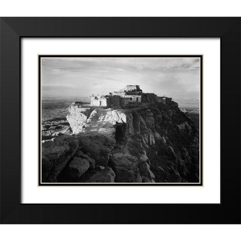 Full view of the city on top of mountain, Walpi, Arizona, 1941 Black Modern Wood Framed Art Print with Double Matting by Adams, Ansel