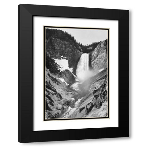 Yellowstone Falls, Yellowstone National Park, Wyoming. ca. 1941-1942 Black Modern Wood Framed Art Print with Double Matting by Adams, Ansel
