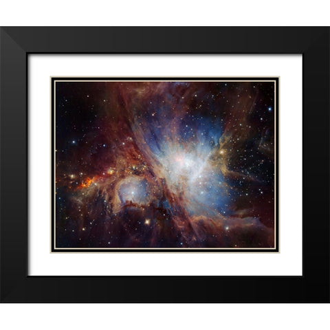 Deep infrared view of the Orion Nebula from HAWK-I Black Modern Wood Framed Art Print with Double Matting by ESO/H. Drass et al.