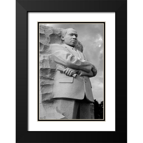 Martin Luther King, Jr. Memorial, Washington, D.C. - Black and White Variant Black Modern Wood Framed Art Print with Double Matting by Highmith, Carol
