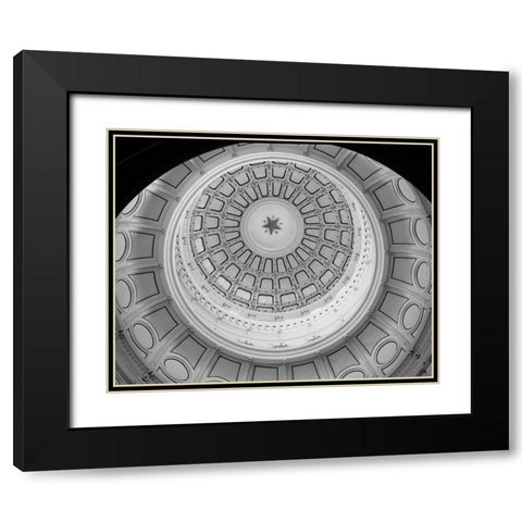 The Texas Capitol Dome, Austin Texas - Black and White Black Modern Wood Framed Art Print with Double Matting by Highmith, Carol