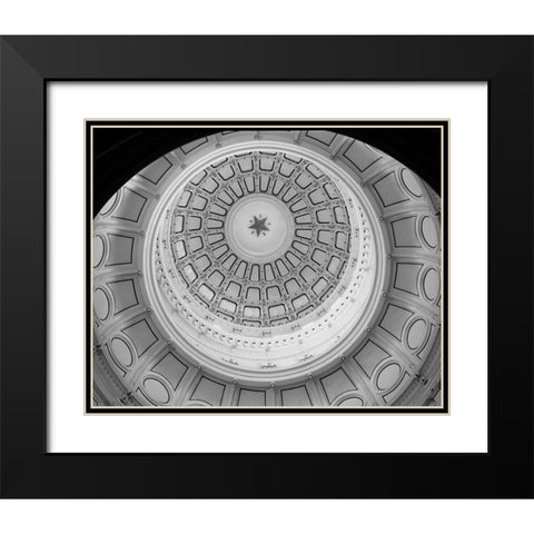 The Texas Capitol Dome, Austin Texas - Black and White Black Modern Wood Framed Art Print with Double Matting by Highmith, Carol
