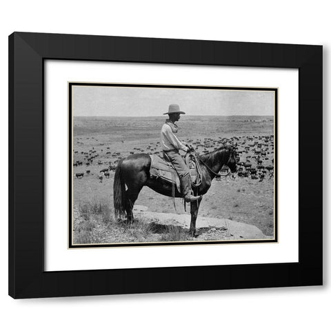 A Texas cowboy, 1907 Black Modern Wood Framed Art Print with Double Matting by Smith, Erwin E.