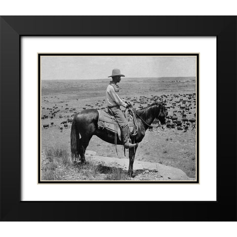A Texas cowboy, 1907 Black Modern Wood Framed Art Print with Double Matting by Smith, Erwin E.