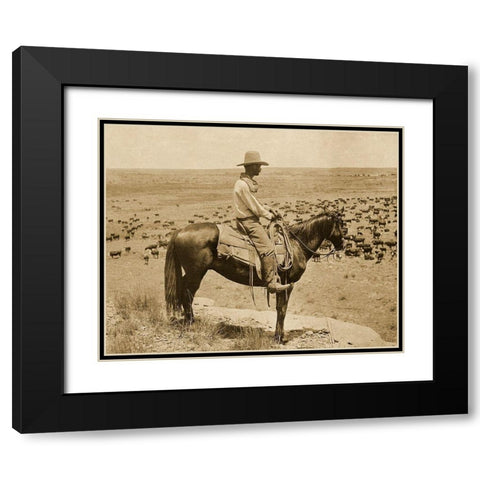 A Texas cowboy, 1907 - Sepia Black Modern Wood Framed Art Print with Double Matting by Smith, Erwin E.
