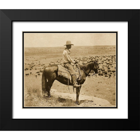 A Texas cowboy, 1907 - Sepia Black Modern Wood Framed Art Print with Double Matting by Smith, Erwin E.