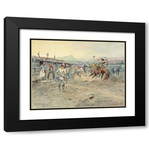 The Tenderfoot, 1900 Black Modern Wood Framed Art Print with Double Matting by Russell, Charles Marion