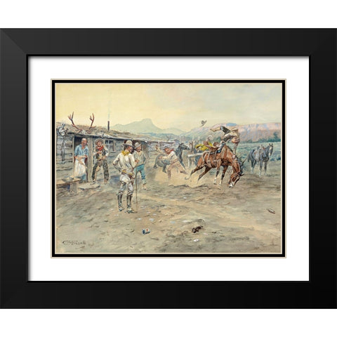 The Tenderfoot, 1900 Black Modern Wood Framed Art Print with Double Matting by Russell, Charles Marion