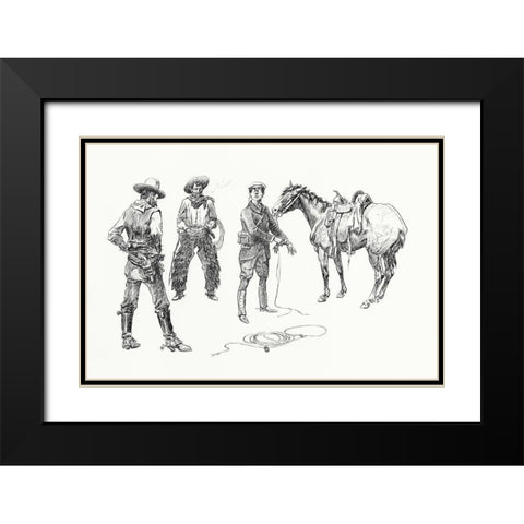 The Initiation of the Tenderfoot, 1899 Black Modern Wood Framed Art Print with Double Matting by Russell, Charles Marion