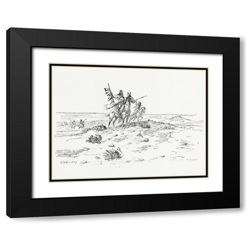 The Indian of the Plains as he was, 1899 Black Modern Wood Framed Art Print with Double Matting by Russell, Charles Marion
