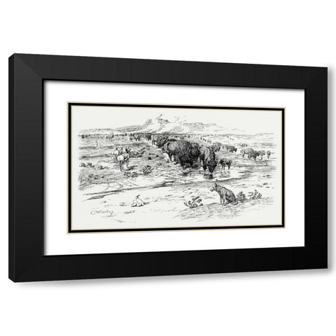 Natures Cattle, 1899 Black Modern Wood Framed Art Print with Double Matting by Russell, Charles Marion