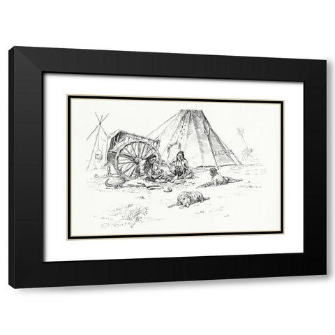 The Last of the Buffalo, 1899 Black Modern Wood Framed Art Print with Double Matting by Russell, Charles Marion