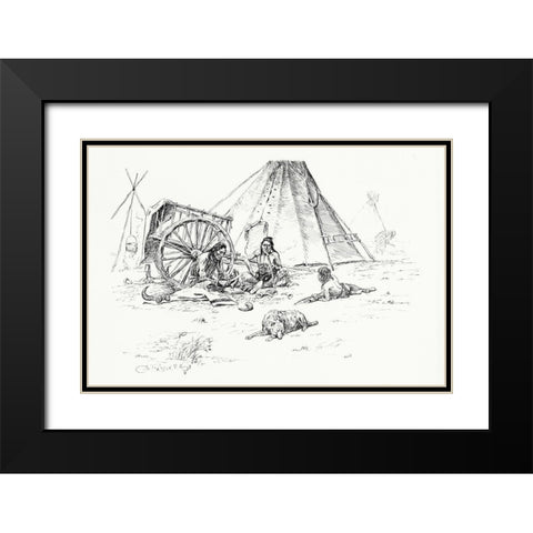 The Last of the Buffalo, 1899 Black Modern Wood Framed Art Print with Double Matting by Russell, Charles Marion