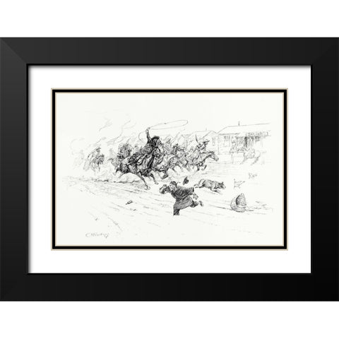 Painting the Town, 1899 Black Modern Wood Framed Art Print with Double Matting by Russell, Charles Marion