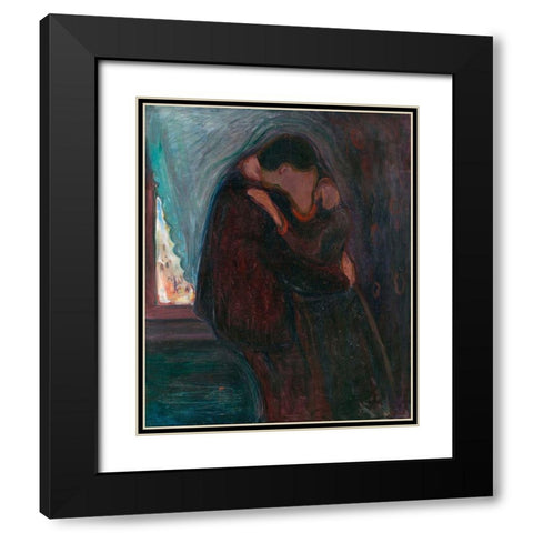 The Kiss, 1897 Black Modern Wood Framed Art Print with Double Matting by Munch, Edvard
