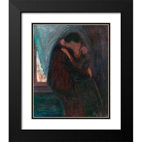The Kiss, 1897 Black Modern Wood Framed Art Print with Double Matting by Munch, Edvard