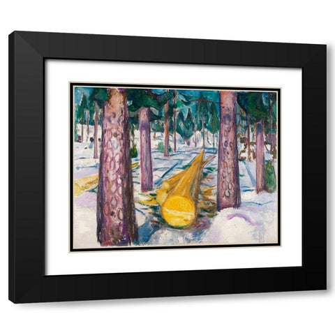 The Yellow Log, 1912 Black Modern Wood Framed Art Print with Double Matting by Munch, Edvard