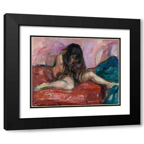 Weeping Nude. 1913-1914 Black Modern Wood Framed Art Print with Double Matting by Munch, Edvard