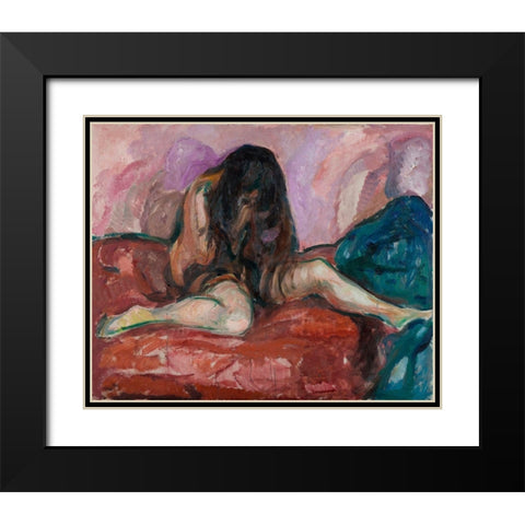 Weeping Nude. 1913-1914 Black Modern Wood Framed Art Print with Double Matting by Munch, Edvard
